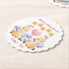 Tweeling Baby Shower | Cute Giraffe Baby Shower Kartonnen Onderzetters