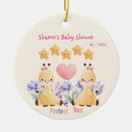Tweeling Baby Shower | Cute Giraffe Baby Shower Keramisch Ornament