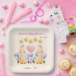 Tweeling Baby Shower | Cute Giraffe Baby Shower Papieren Bordje