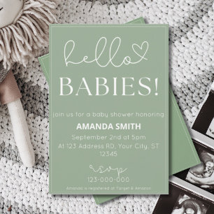 Tweeling Baby shower Hallo, Kaart