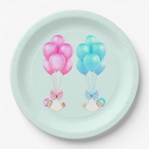 Tweeling Baby Shower Jongen en Meisje Papieren Bordje