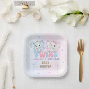 Tweeling baby shower jongen meisje papieren bordje