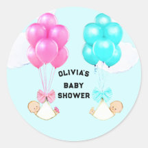 Tweeling baby shower klassieke ronde sticker