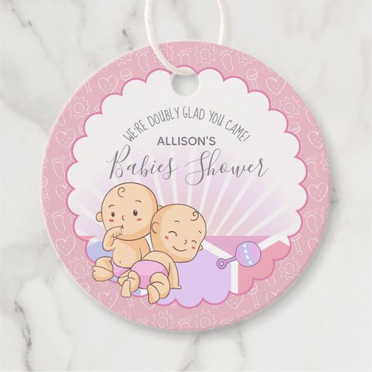 Tweeling Baby shower Meisjes ID642 Bedankjes Labels (Voorkant)