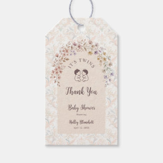 Tweeling Baby Shower Pastel Bloem LPM26 Cadeaulabel