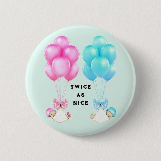 Tweeling Baby Shower Ronde Button 5,7 Cm (Voorkant)
