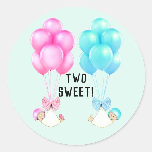 Tweeling Baby Shower Ronde Sticker (Voorkant)