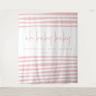 Tweeling baby shower roze meisje moderne typografi wandkleed