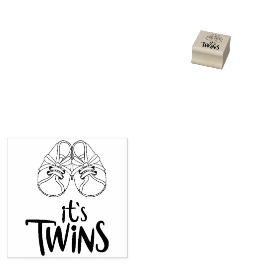 Tweeling Baby Shower Rubberstempel (Gestempeld)