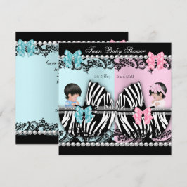 Tweeling Baby Shower Schattig Meisje Roze Jongen B Kaart
