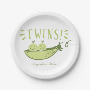 Tweeling Baby Shower Twee Erwten in een Peul Papieren Bordje