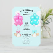 Tweeling Baby Shower Uitnodiging (Staand voorkant)