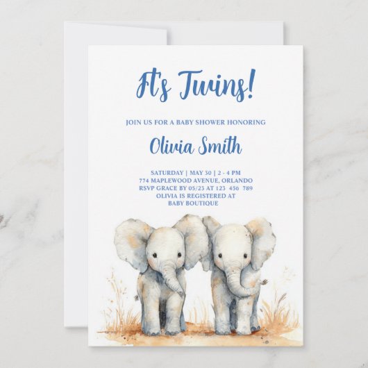 Tweeling Baby Shower Uitnodiging – Dubbele Vreugde (Voorkant)