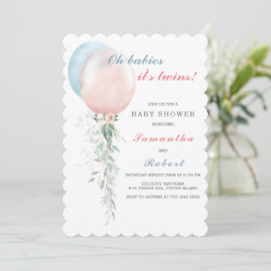 Tweeling Baby Shower Uitnodiging Jongen en Meisje