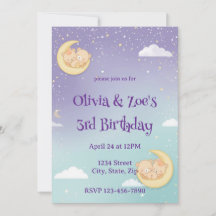 Tweeling Baby Shower Uitnodiging Slapende Dieren M