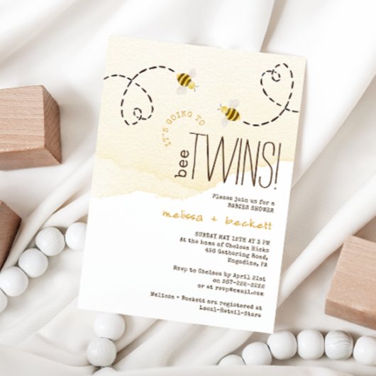 Tweeling Baby Shower van de Zoete Hommel Kaart