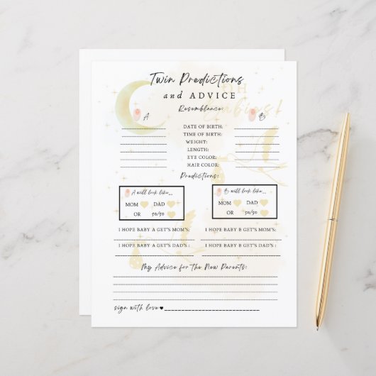 Tweeling Baby voorspellingen en advies, Oh baby's! (Voorkant / Achterkant in situ)