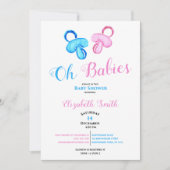 Tweeling babyjongen en baby shower in de kleur van kaart (Voorkant)