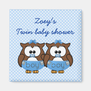 tweeling babyjongen uil magneet
