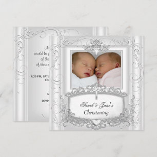 Tweeling babymeisje of -jongen doop doopsel wit kaart