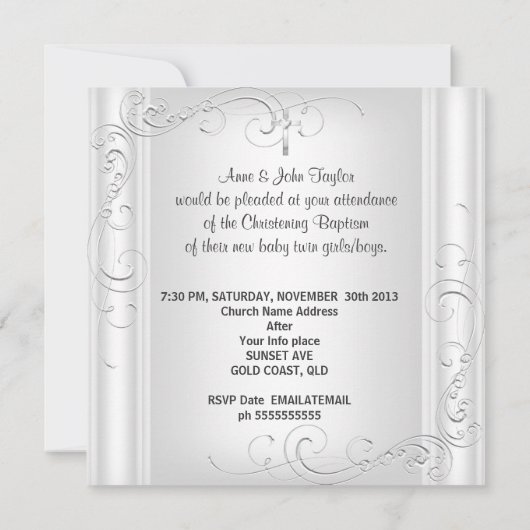 Tweeling babymeisje of -jongen doop doopsel wit kaart (Achterkant)