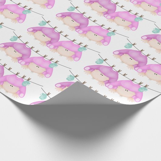 Tweeling babymeisjes op papier voor het inpakken v (Hoek)