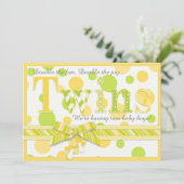 Tweeling baby's Citroen-snoepjes baby shower Kaart (Staand voorkant)