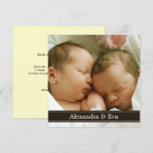 Tweeling Babys Foto Geboorte Aankondiging (Voorkant / Achterkant)