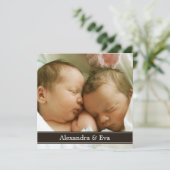 Tweeling Babys Foto Geboorte Aankondiging (Staand voorkant)