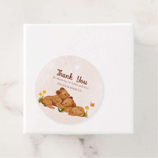 Tweeling baby's genderneutraal bedankt bedankjes labels (In situ)