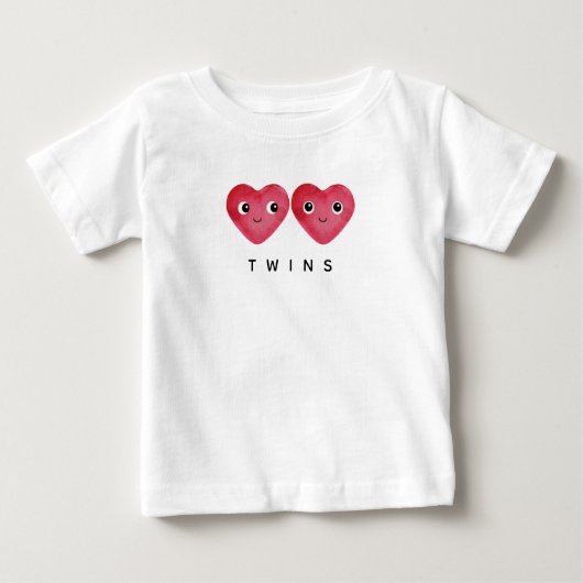 Tweeling baby's Twee aquarel rode harten glimlache (Voorkant)