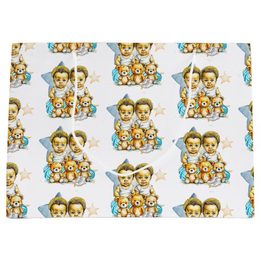 Tweeling baby's van kleur Baby shower of nieuwe ba Groot Cadeauzakje (Voorkant)