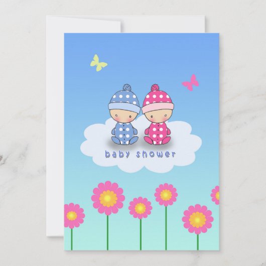 Tweeling Babyshower Uitnodiging (Voorkant)