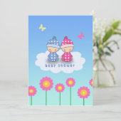 Tweeling Babyshower Uitnodiging (Staand voorkant)