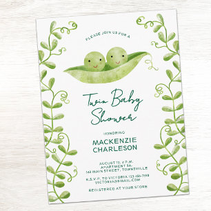 Tweeling Babyshower Uitnodiging 'Twee Erwten in ee