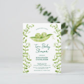 Tweeling Babyshower Uitnodiging 'Twee Erwten in ee (Staand voorkant)