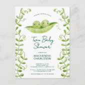 Tweeling Babyshower Uitnodiging 'Twee Erwten in ee (Voorkant)
