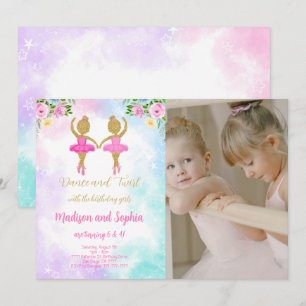 Tweeling Ballerina Foto Uitnodiging