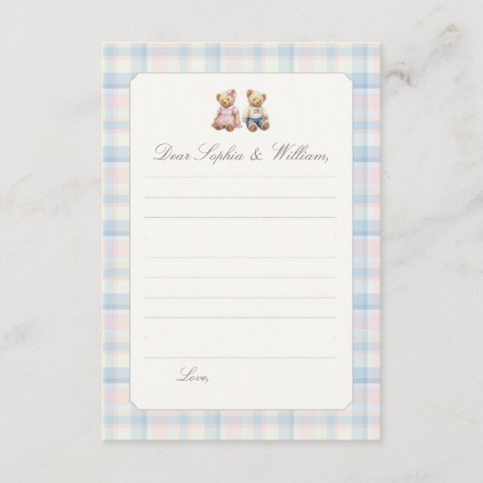 Tweeling Beary Tijdscapsulekaart Kaart (Voorkant)