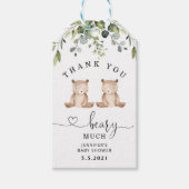 Tweeling bedankt beary veel favoriet label cadeaulabel (Voorkant)