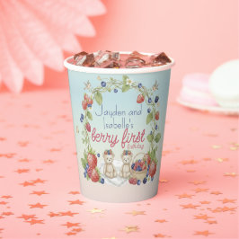Tweeling Berry Eerste 1e Verjaardagsfeestje Papier Papieren Bekers