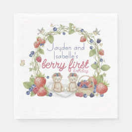 Tweeling Berry Eerste 1e Verjaardagsfeestje Servet