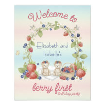 Tweeling Berry Eerste 1e Verjaardagsposter