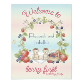 Tweeling Berry Eerste 1e Verjaardagsposter Foto Afdruk