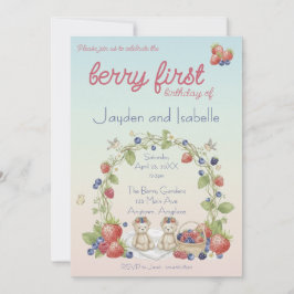 Tweeling Berry Eerste Verjaardagsfeestje Kaart