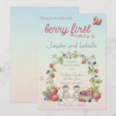 Tweeling Berry Eerste Verjaardagsfeestje Kaart (Voorkant / Achterkant)