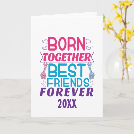 Tweeling beste vrienden voor altijd - jongen en me kaart (Gele Bloem)