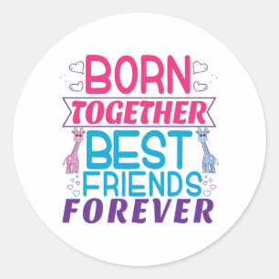 Tweeling beste vrienden voor altijd - jongen en me ronde sticker
