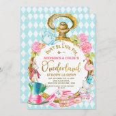 Tweeling Blauw Kijk Alice In Onederland Verjaardag Kaart (Voorkant / Achterkant)