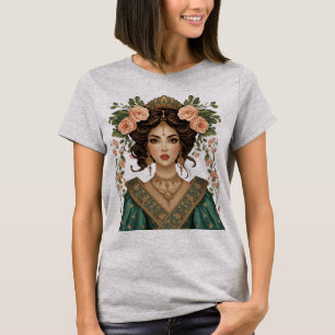 Tweeling Bloem Dames Elegante Bloem Kunst Achter T-shirt